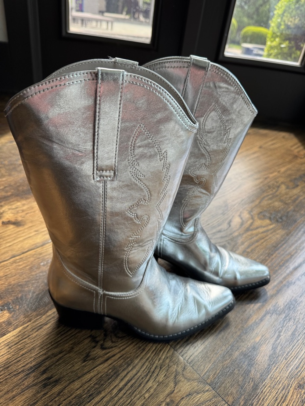 Metallic Silver Girls or Women’s Cowboy Boots